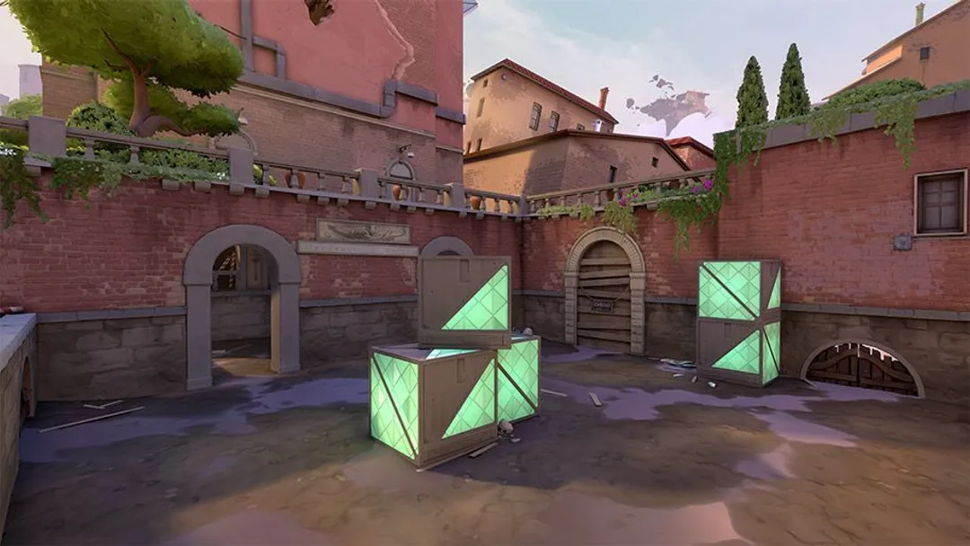 محوطه سایت A مپ Ascent در بازی VALORANT؛ تصویر رسمی Riot Games